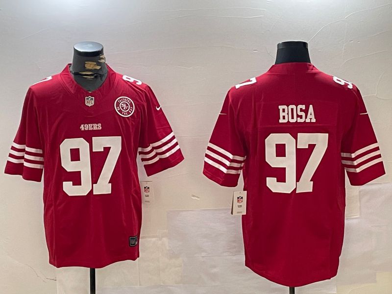 Men San Francisco 49ers #97 Bosa Red three generations 2024 Nike Limited NFL Jersey style 3->->